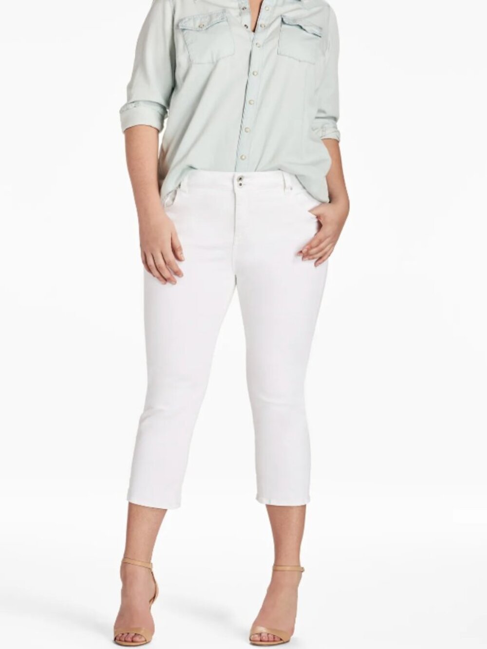 Lucky Emma Cropped Jeans,  Clean White, Size 20W